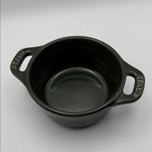 Staub Basil Green Stoneware Round Mini Cocotte with Integrated Handles